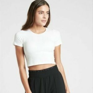 Athleta Shortcut Crop Tee White S